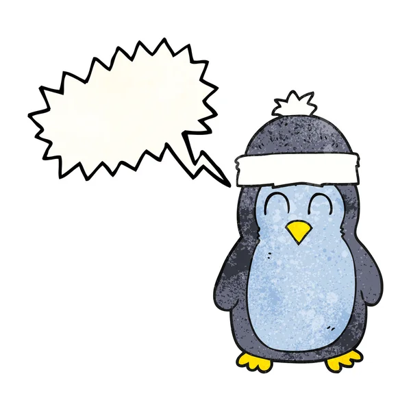 Мовна бульбашка текстурований мультяшний пінгвін — стоковий вектор