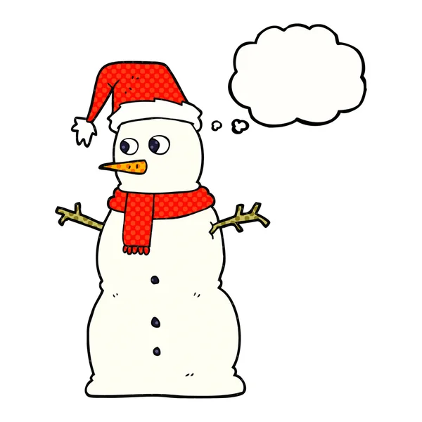 Thought bubble cartoon snowman — Stock Vector