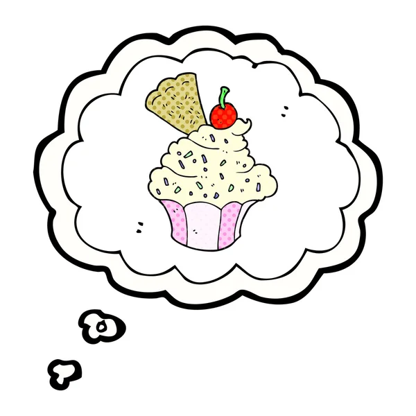 Pensée bulle dessin animé cupcake — Image vectorielle