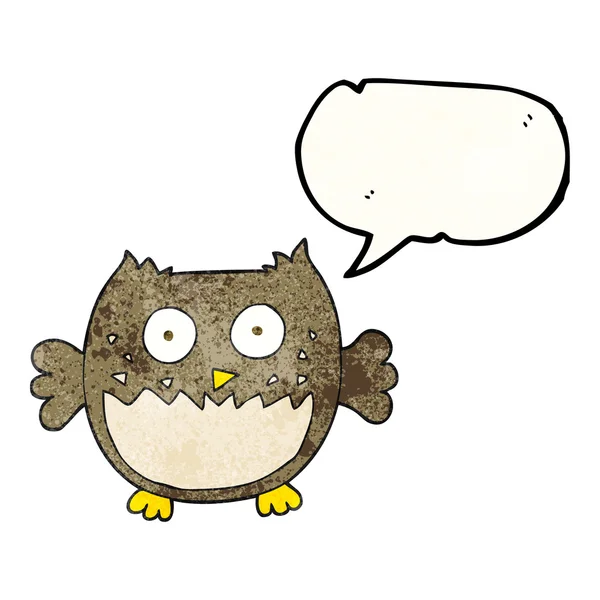 Speech bubble textured cartoon owl — Stock Vector