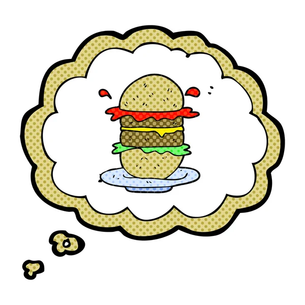 Gondolat buborék rajzfilm burger — Stock Vector