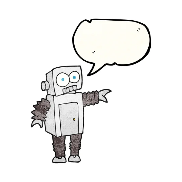 Speech bubble textured cartoon robot — Stock Vector