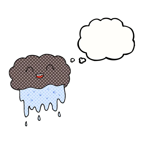Pensiero bolla cartone animato pioggia nube — Vettoriale Stock