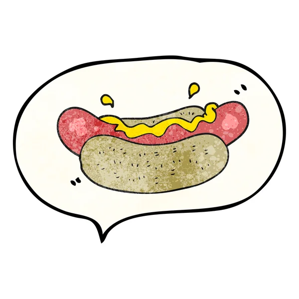 Sprechblase texturierter Cartoon-Hotdog — Stockvektor