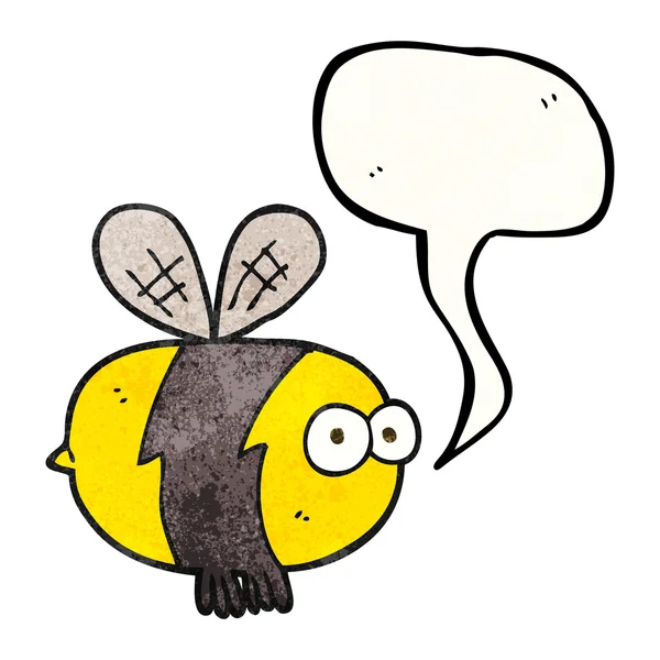 Toespraak bubble getextureerde cartoon bee — Stockvector