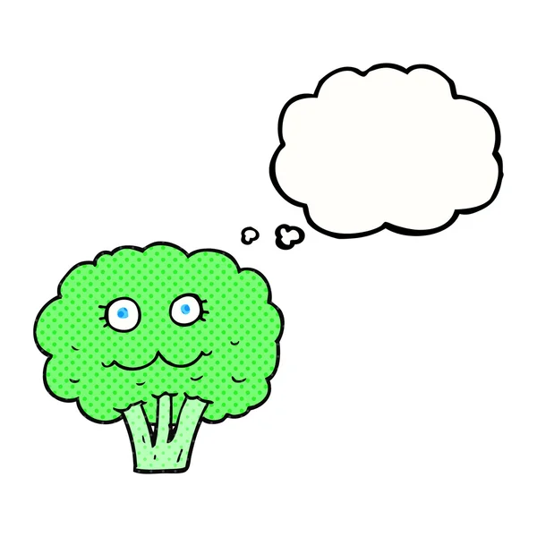 Trodde bubble cartoon broccoli — Stock vektor