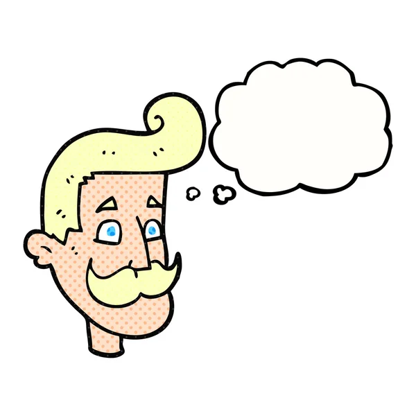 Pensée bulle dessin animé homme avec moustache — Image vectorielle