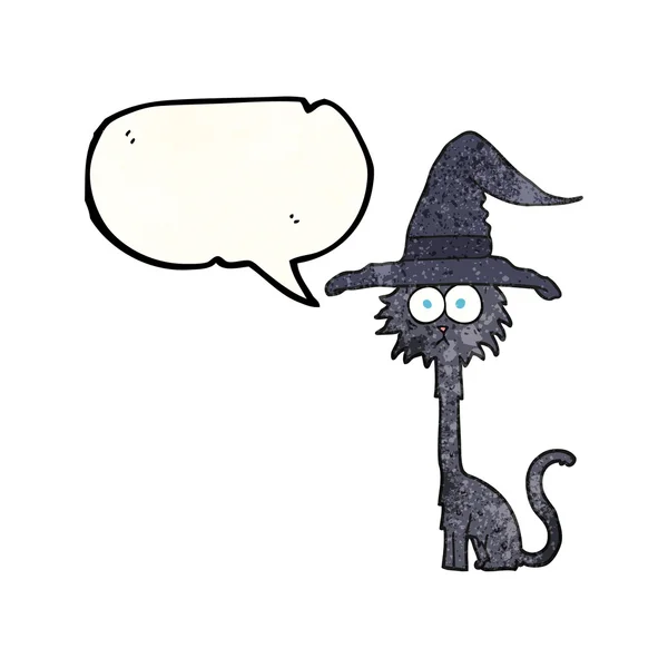 Sprechblase texturierte Karikatur halloween cat — Stockvektor