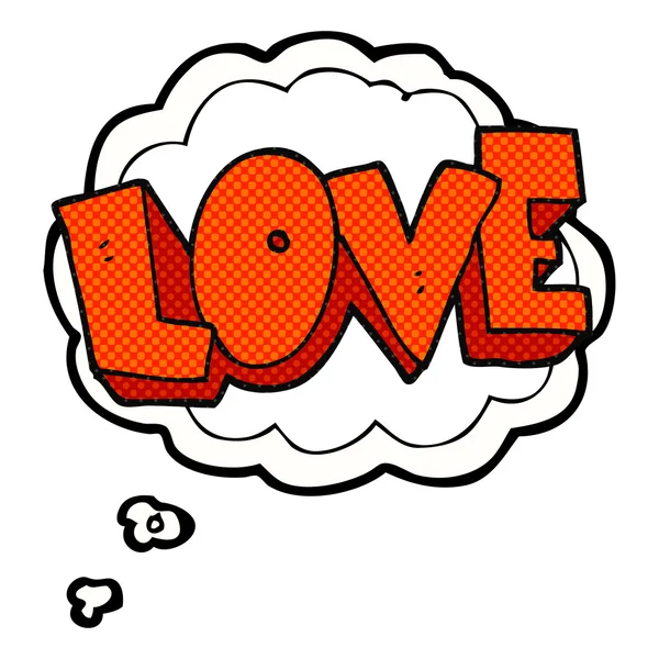 Myšlenka bublina kreslená láska symbol — Stockový vektor