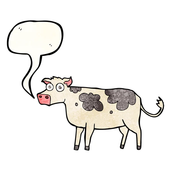 Speech bubble textured cartoon cow — Stock Vector