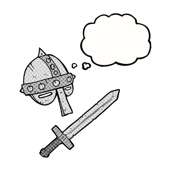 Мыльный пузырь карикатуры на средневековый шлем — стоковый вектор