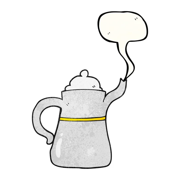 Parole bulle texturé dessin animé cafetière — Image vectorielle