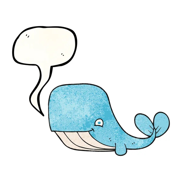 Discorso bolla strutturato cartone animato felice balena — Vettoriale Stock