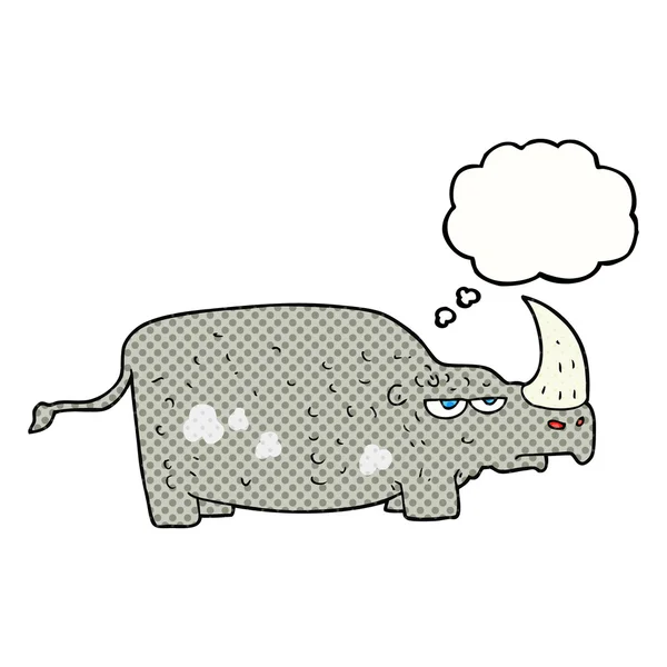 Thought bubble cartoon rhino — Stock Vector