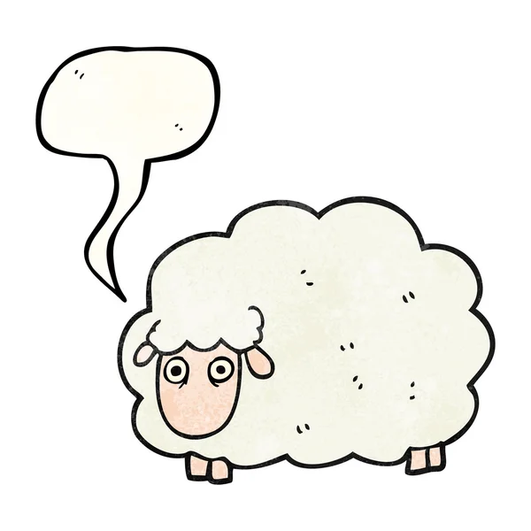 Speech bubble textured cartoon farting sheep — Stock Vector