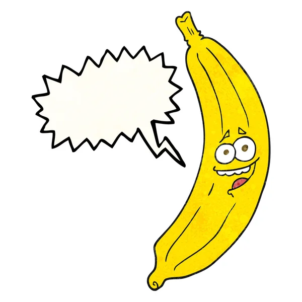 Speech bubble textured cartoon banana — Stock Vector