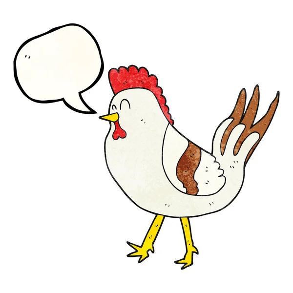 Discours bulle texturé dessin animé poulet — Image vectorielle