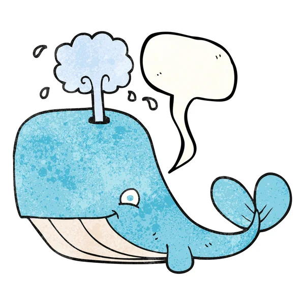 讲话泡泡质感的卡通鲸鱼喷出的清水 — 图库矢量图片