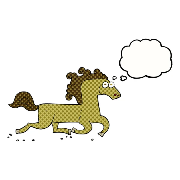 Pensamiento burbuja dibujos animados caballo corriendo — Vector de stock