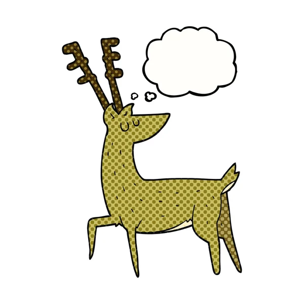 Pensiero bolla cartone animato cervo — Vettoriale Stock