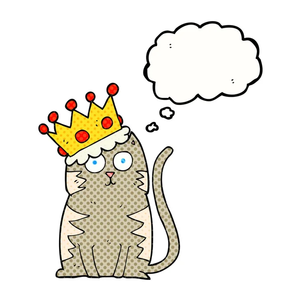 Мыльный пузырь мультяшного кота с короной — стоковый вектор