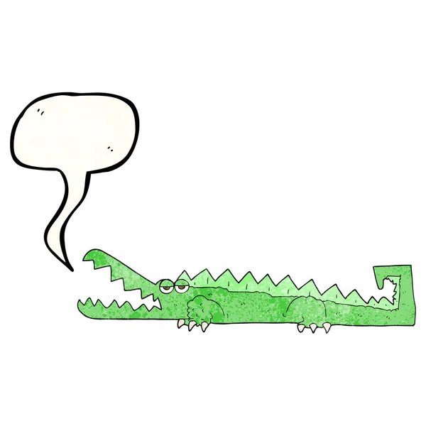 Řeč bublina texturou kreslený krokodýl — Stockový vektor