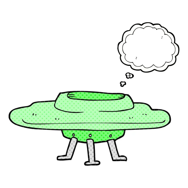 Gedankenblase Cartoon fliegende Untertasse — Stockvektor