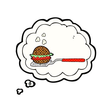 kabarcık karikatür spatula ile burger sanıyordum