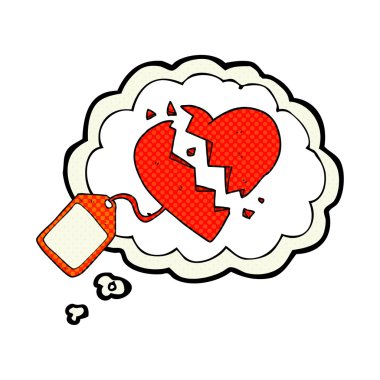 kırık kalp üzerinde düşünce kabarcık karikatür Bagaj etiketi