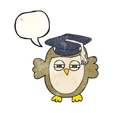 konuşma balonu dokulu karikatür akıllı baykuş