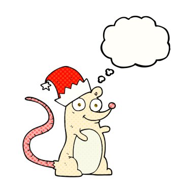 kabarcık karikatür fare Noel şapka takıyor sanıyordum