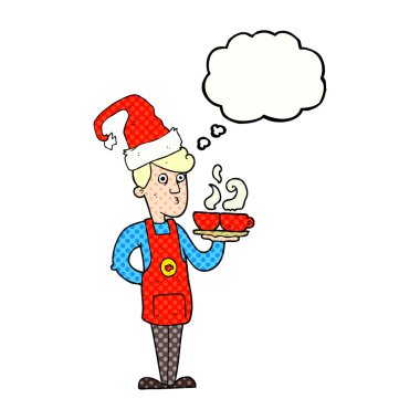 düşünce kabarcık karikatür barista kahve Noel'de Servisi