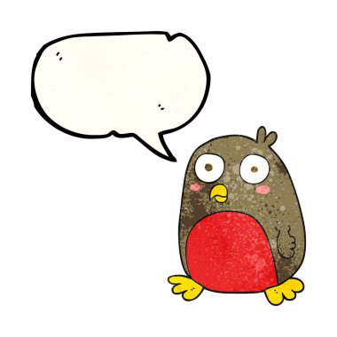 konuşma balonu dokulu karikatür Noel robin