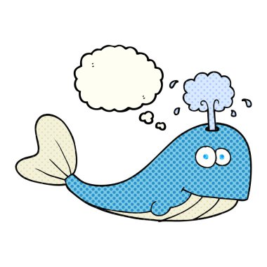 su spouting düşünce kabarcık karikatür balina