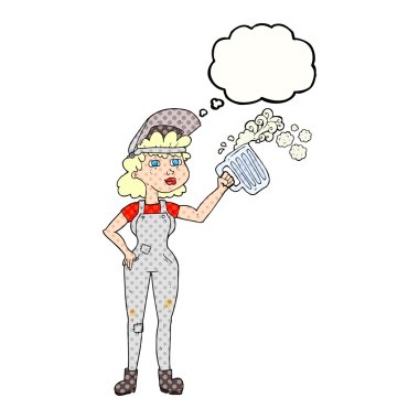 kabarcık karikatür çok çalışkan kadın bira ile sanıyordum 