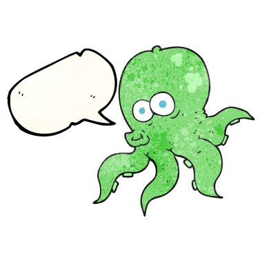 konuşma balonu dokulu karikatür ahtapot