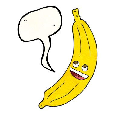 konuşma balonu dokulu karikatür muz