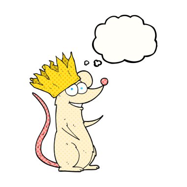 taç giyen düşünce kabarcık karikatür fare