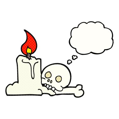 kabarcık karikatür ürkütücü kafatası ve mum sanıyordum