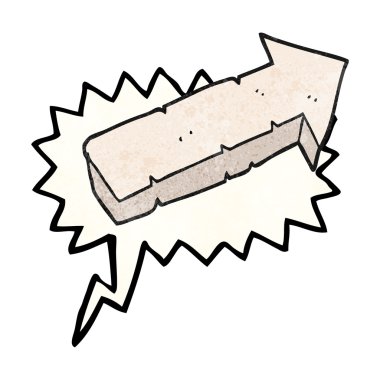 konuşma balonu dokulu karikatür taş işaret eden ok