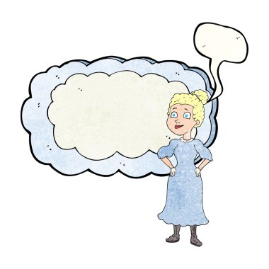 konuşma balonu içinde Victoria kadın karikatür dokulu