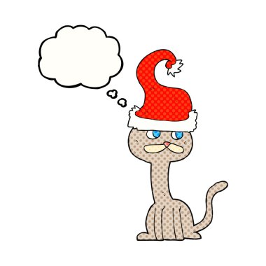 kabarcık karikatür kedi Noel şapka takıyor sanıyordum