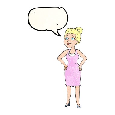 konuşma balonu dokulu karikatür kadın elbise