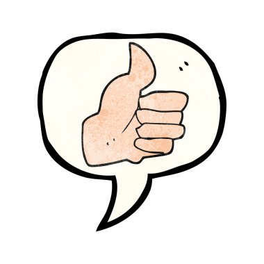 konuşma balonu dokulu karikatür sembolü başparmak