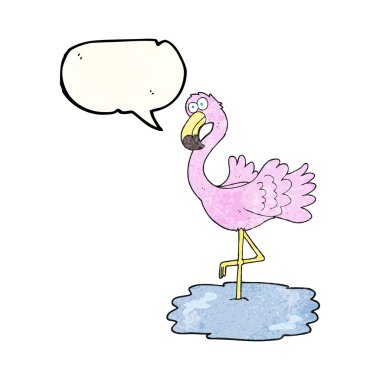 konuşma balonu dokulu karikatür flamingo
