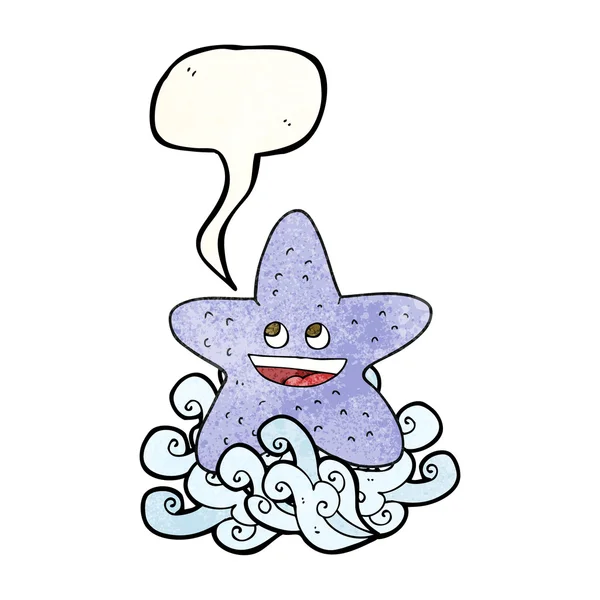 Parole bulle texturé dessin animé étoile de mer — Image vectorielle