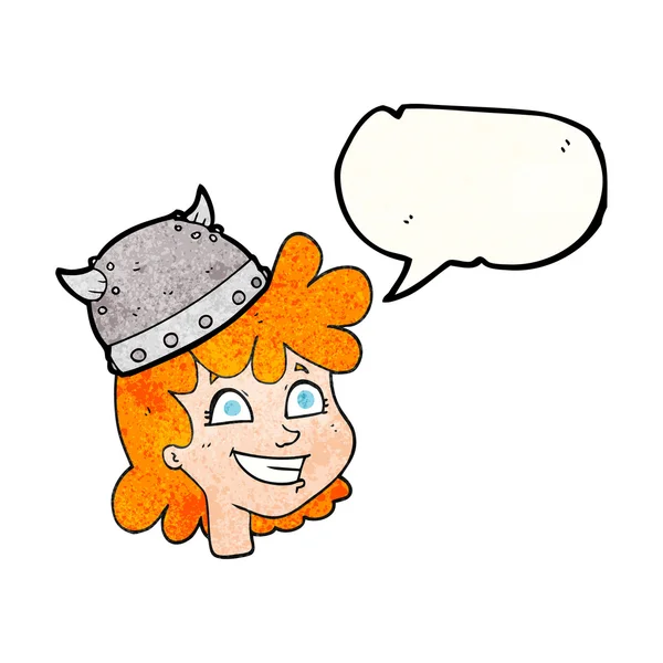 konuşma dokulu kabarcık karikatür kadın viking yüzü