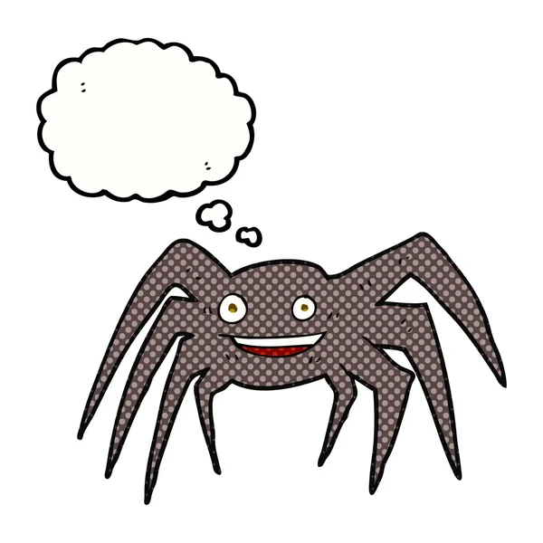 Myśli bańki kreskówka szczęśliwy pająk — Wektor stockowy