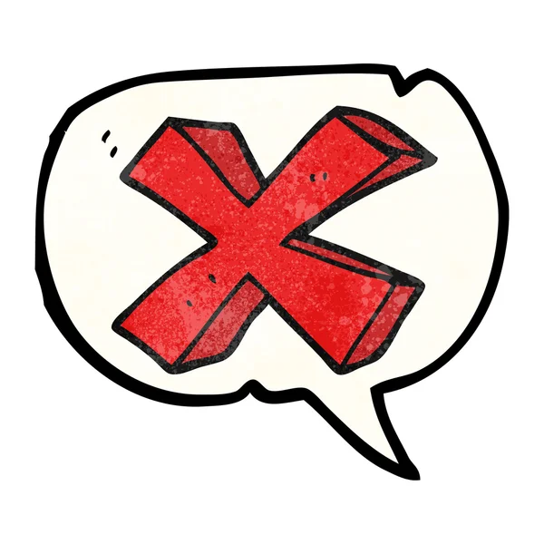 Sprechblase texturierte Karikatur negatives x Symbol — Stockvektor