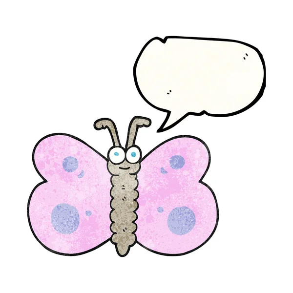 Parole bulle texturé dessin animé papillon — Image vectorielle